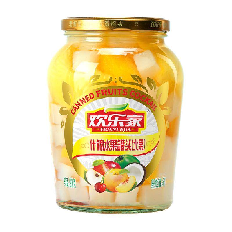 欢乐家糖水什锦北果罐头新鲜水果玻璃瓶装黄桃果味即食零食