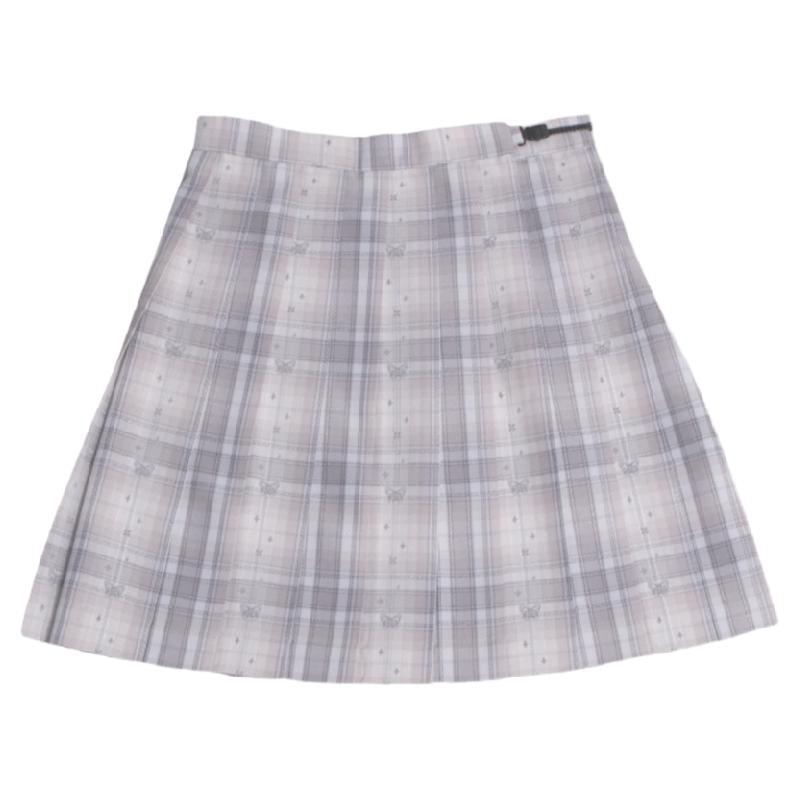羽蝶 日暮边界原JK裙夏季百褶裙学生提花银线格裙半身裙女学院风