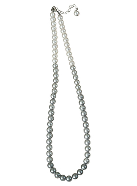 海蓝蓝渐变灰色珍珠项链毛衣链