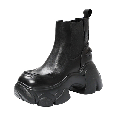 欧洲站真皮厚底白色大头马丁靴女