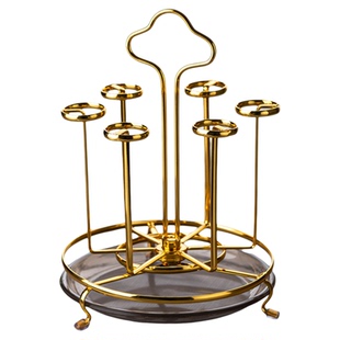 旋转收纳架玻璃水杯套装倒挂架家用厨房沥水置物架创意茶杯架托盘