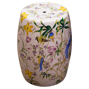 【本尼家】高温陶瓷花鸟鼓凳陶瓷墩国风客厅边几换鞋凳花架