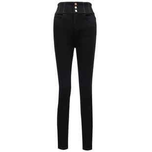 Vero Moda牛仔裤女秋冬加绒九分裤高腰铅笔裤仿钻钉珠324349047