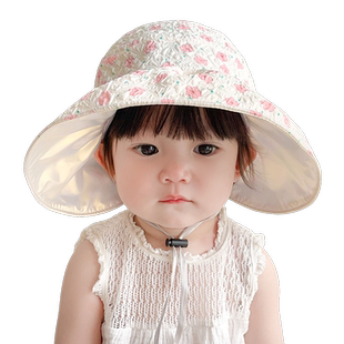 儿童防晒帽夏季婴儿防紫外线空顶薄夏款女宝宝遮阳帽子女童太阳帽