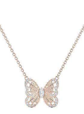 月售500条纯银镂空蝴蝶钻石项链