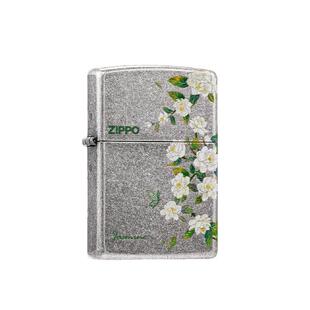zippo打火机春绘茉莉古银彩印官方正品煤油防风生日礼物送男友
