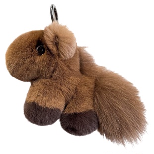 真獭兔毛可爱小马汽车钥匙扣挂件毛绒公仔玩偶独角兽包包挂饰礼物