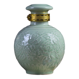 景德镇影青釉陶瓷密封 三斤装泡酒瓶  3斤装高温颜色釉空白酒坛子