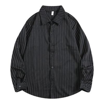 BOYUE帛跃翻领条纹薄款长袖衬衫