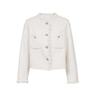 绫致Vero Moda毛呢大衣2025冬季新款含绵羊毛双面呢毛边外套