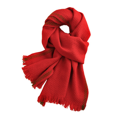 红色纯羊毛围巾女款2025新款冬羊绒围脖大牌高级感本命年礼物女士