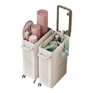 客厅窄缝移动脏衣篮推车翻盖式整理箱储物箱多功能健身器材收纳箱