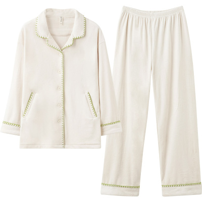 睡衣女秋冬款加厚海岛绒韩系简约