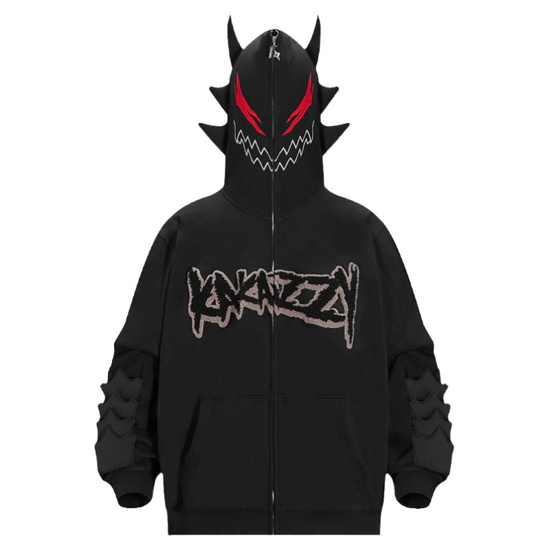 KAKAZZY复古Y2K动漫拉链卫衣男女ins潮秋冬季美式嘻哈慵懒风外套