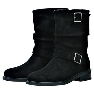 星期六短靴女靴2025新款秋冬复古中筒西部牛仔靴棕色美拉德堆堆靴