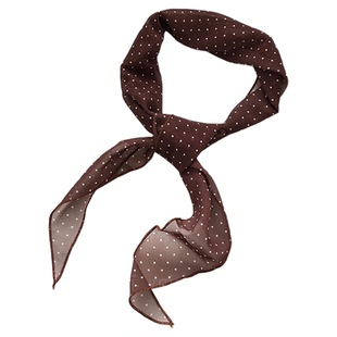 春季复古美拉德焦糖色波点丝巾法式高级感薄款丝带设计感长条丝带