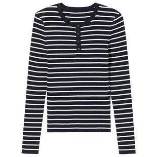 热风女士针织衫修身打底毛衣2025年冬季新款美式亨利领打底衫上衣