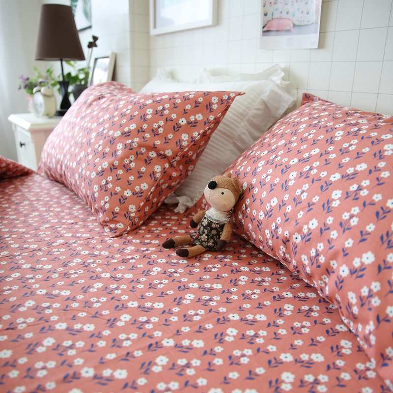 田园小清新单人全棉枕头套一对装纯棉枕套学生宿舍48x74cm2只装