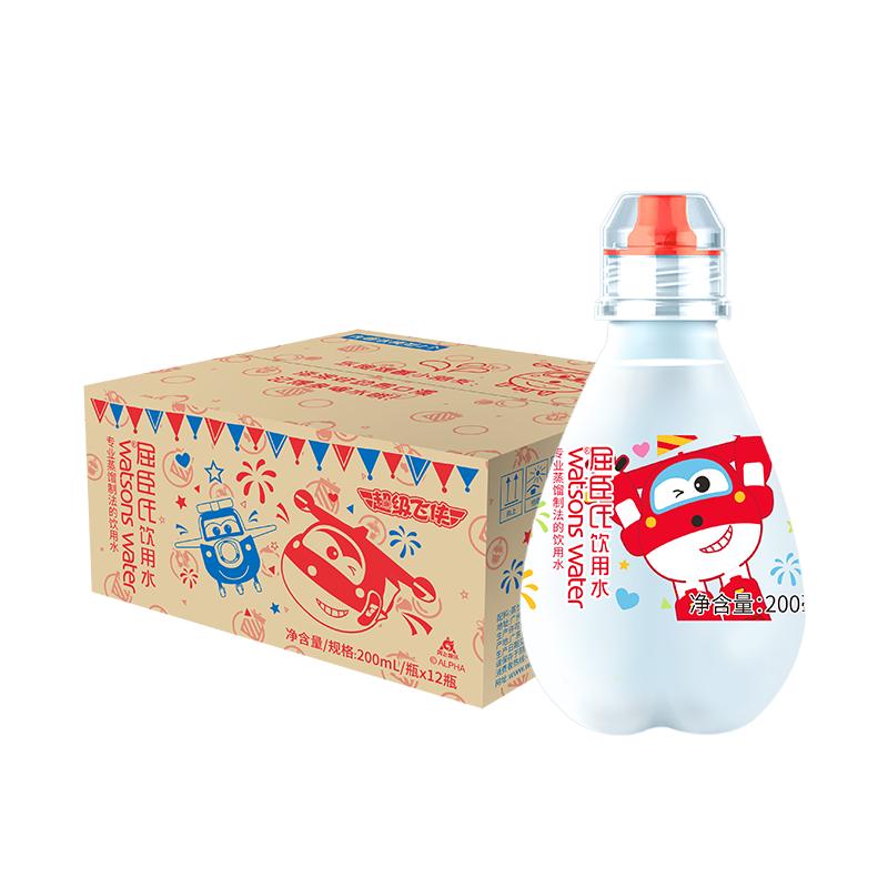 屈臣氏饮用水200ml*12瓶儿童款纯净非矿泉水汪汪队超级飞侠随机发