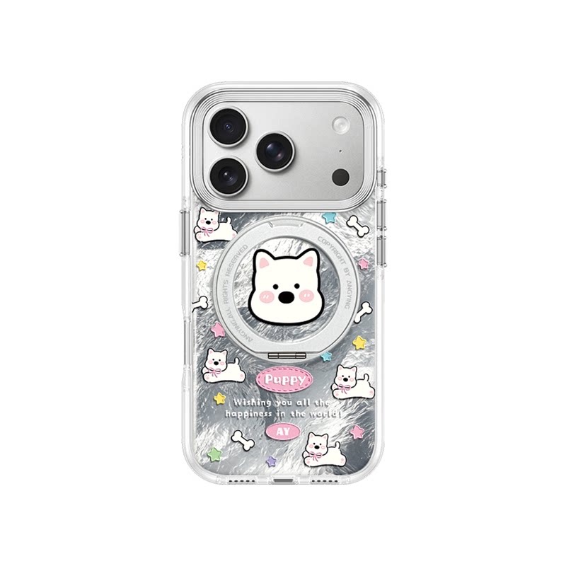 ANGYING × 可爱西高地适用苹果17promax手机壳新款iphone16pro磁吸带支架ip15支点Yo2超薄好看13套高级感女