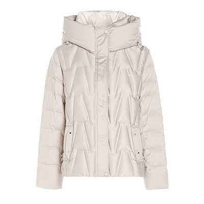 JESSIE绗缝90鹅绒短款连帽羽绒服