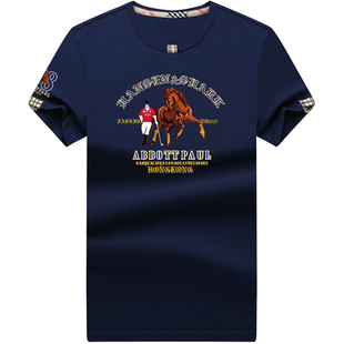 正品保罗高档纯棉短袖男t恤夏季轻奢丝光棉休闲宽松大码半袖体恤T