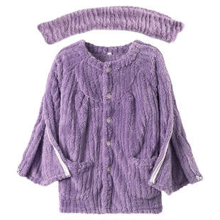 全开秋冬加绒加厚老人护理服纽扣易穿脱picc置管病号骨折卧床睡衣