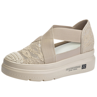 渔夫鞋女夏懒人2026年新款一脚蹬春夏季软底凉鞋小香风内增高女鞋