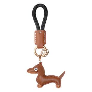 【弥野造物】呆萌腊肠小狗汽车钥匙扣挂件精致高级感情侣钥匙挂饰