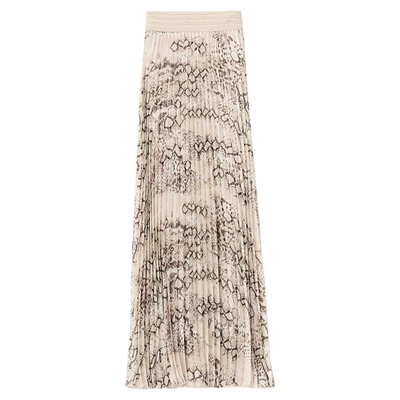 【季末6折起】bash春季沙海蟒纹印花百褶半身裙1H25HOWI