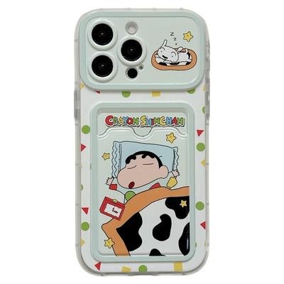 jze 趣味可爱睡衣小新卡包带链条适用苹果16ProMax手机壳iphone13新款15pro女16大视窗15创意14pro防摔保护套