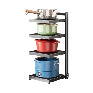 厨房锅具收纳架多层落地置物架多功能台面橱柜内分层水槽下锅架子