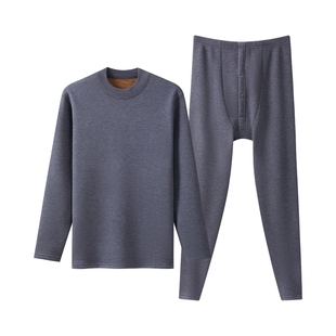 三枪保暖内衣男冬加绒加厚羊毛蚕丝护膝中老年人爸爸秋衣秋裤套装