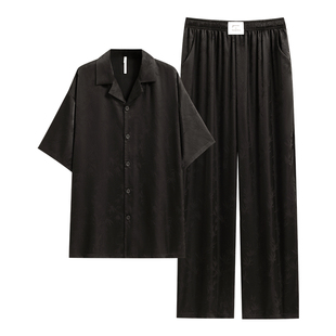 悦内新款睡衣男士夏季冰丝短袖长裤家居服男款丝绸仿真丝质高级感