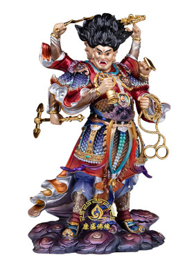 铜彩绘天蓬元帅佛像客厅装饰摆件