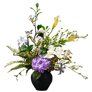 餐桌新中式花艺客厅仿真花空调顶装饰花卧室床头柜摆设酒店假花