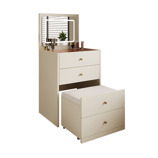 实木梳妆台床头柜一体翻盖化妆桌卧室现代简约化妆台小户型收纳柜