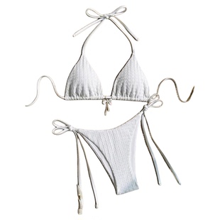 纯色性感蝴蝶结挂坠比基尼 Solid-color sexy bow pendant bikini