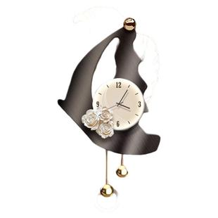 轻奢电视背景墙装饰画意式极简客厅钟表挂画时钟格栅装饰挂件壁灯