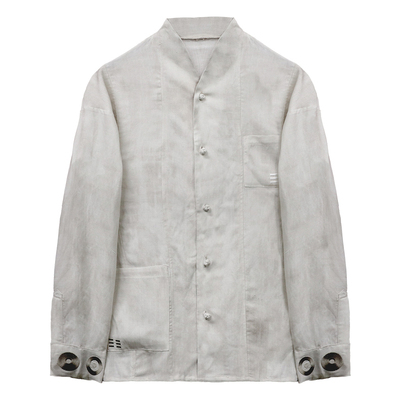 半闲集春季新款＜负阳抱阴＞双色刺绣衬衫新中式唐装休闲男装道袍