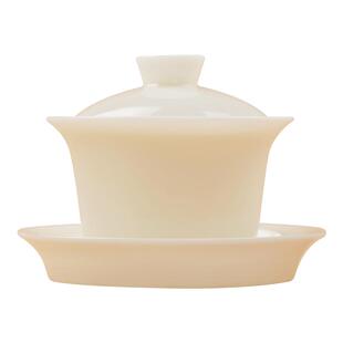 钰铨龙门 冰清玉洁福运盖碗 高端德化传统中国白瓷纯手工三才茶碗