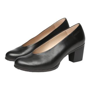 WONDERS西班牙原产进口商务通勤中跟纯色牛皮简洁百搭女单鞋