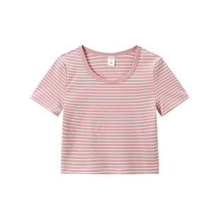 【门店同款】马恩MAXNEW2025夏季新款女装条纹T恤短袖修身显瘦辣