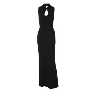 gusty新中式辣妹性感镂空改良旗袍裙气质御姐露背长裙盘扣连衣裙