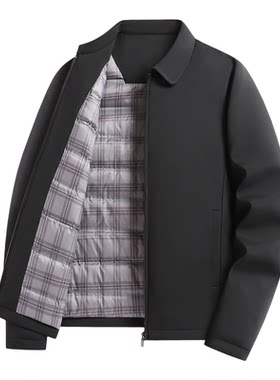恒源祥男翻领白鸭绒羽绒服保暖