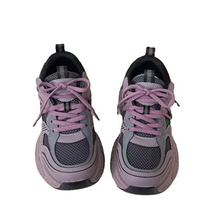 轻便紫色老爹鞋春秋季新款高颜值校园厚底休闲百搭显瘦运动鞋子女