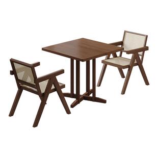 实木餐饮小方桌商用网红餐厅桌子酒吧烘焙甜品咖啡店小吃桌椅组合