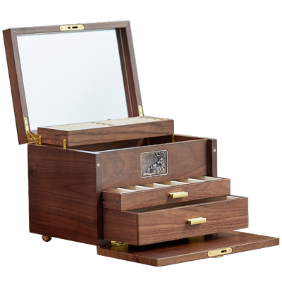 绿朵胡桃木四层首饰盒