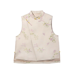 初袭华裳山石牡丹马甲秋冬新款新中式上久楷宋锦国风古韵盘扣上衣