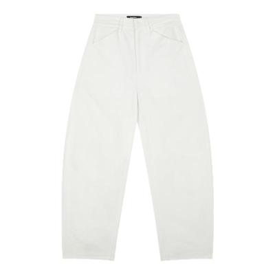 高级感白色格子香蕉裤